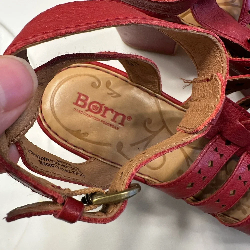 Born Women's Strappy Red Sandals - Picture 6 of 7